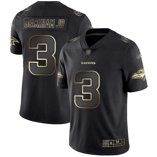 Ravens #3 Odell Beckham Jr. Black/Gold Men's Stitched Vapor Untouchable Limited Jersey