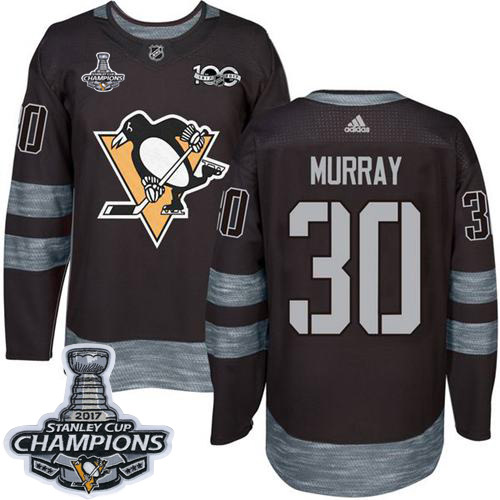 Adidas Pittsburgh Penguins #30 Matt Murray Black 1917-2017 100th Anniversary Stanley Cup Finals Champions Stitched Jersey Men's