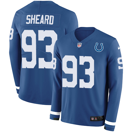 Indianapolis Colts #93 Jabaal Sheard Royal Blue Team Color Men's Stitched Limited Therma Long Sleeve Jersey Men's