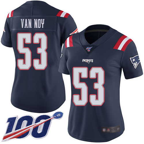 New England Patriots #53 Kyle Van Noy Navy Blue Women's Stitched Limited Rush 100th Season Jersey Womens