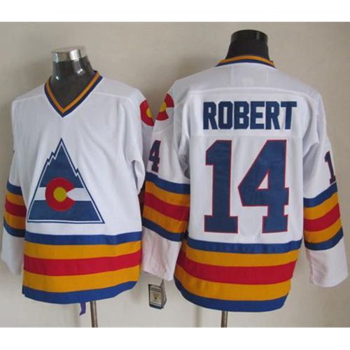 Colorado Avalanche #14 Rene Robert White CCM Throwback Stitched Jersey Men's