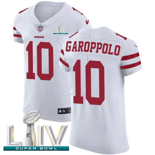49ers #10 Jimmy Garoppolo White Super Bowl LIV 2020 Men's Stitched Vapor Untouchable Elite Jersey