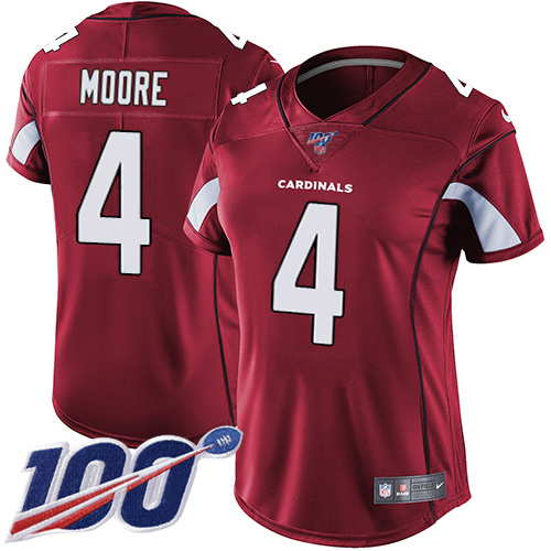 Cardinals #4 Rondale Moore Red Team Color Women's Stitched 100th Season Vapor Untouchable Limited Jersey