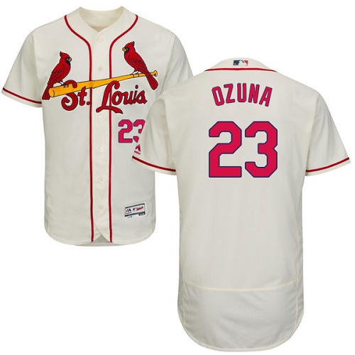 St.Louis Cardinals #23 Marcell Ozuna Cream Flexbase Authentic Collection Stitched Jersey Men's