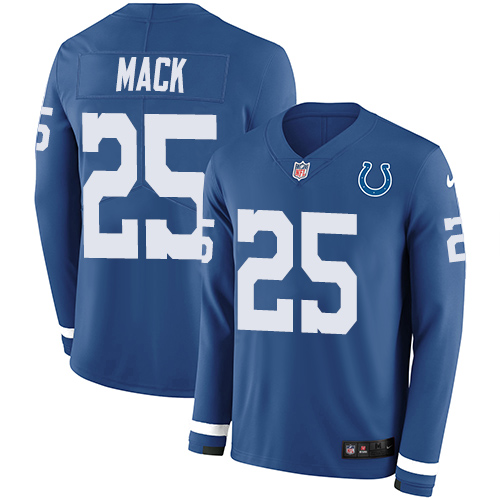 Indianapolis Colts #25 Marlon Mack Royal Blue Team Color Men's Stitched Limited Therma Long Sleeve Jersey Men's