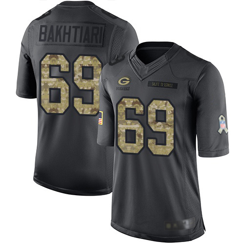 Green Bay Packers #69 David Bakhtiari Black Youth Stitched Limited 2016 Salute to Service Jersey Youth