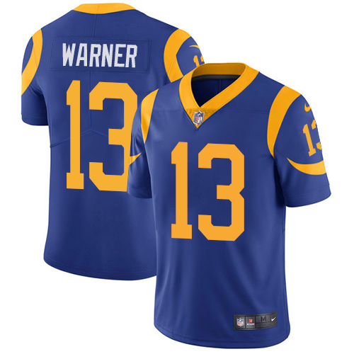 Los Angeles Rams #13 Kurt Warner Royal Blue Alternate Men's Stitched Vapor Untouchable Limited Jersey Men's