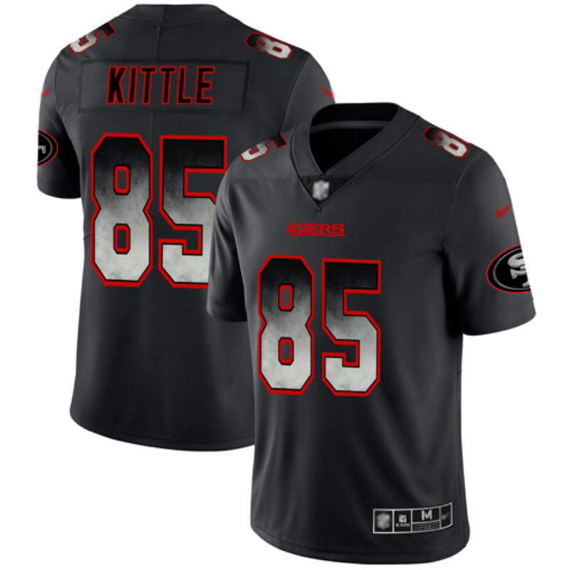 49ers #85 George Kittle Black Men's Stitched Vapor Untouchable Limited Smoke Fashion Jersey