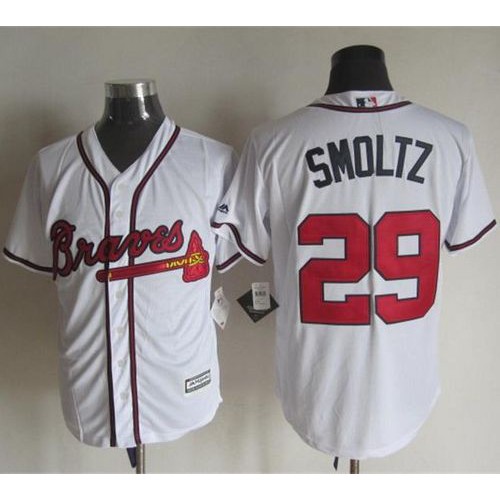 Atlanta Braves #29 John Smoltz White New Cool Base Stitched Jersey Men's