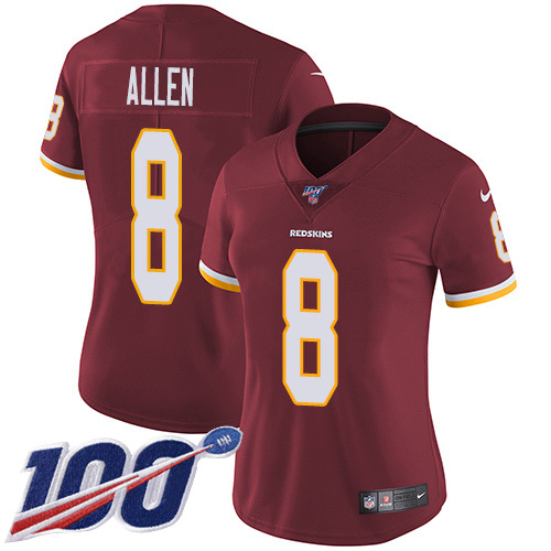 Washington Commanders #8 Kyle Allen Burgundy Red Team Color Women's Stitched 100th Season Vapor Untouchable Limited Jersey Womens