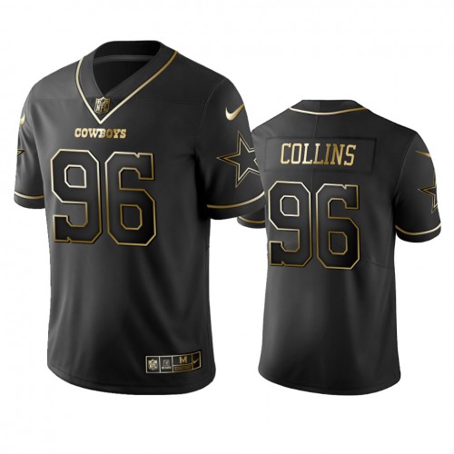 Dallas Cowboys #96 Maliek Collins Black Golden Limited Edition Stitched Jersey Men's