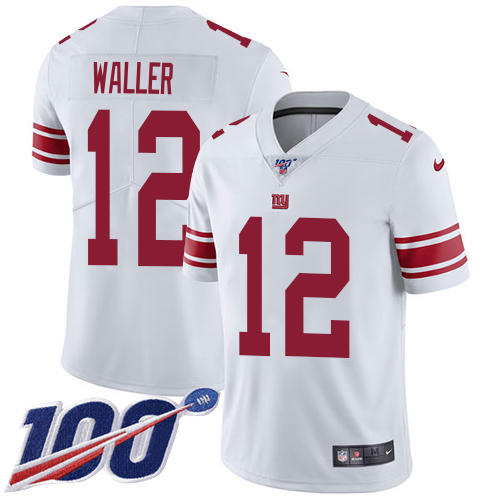 Giants #12 Darren Waller White Youth Stitched 100th Season Vapor Limited Jersey