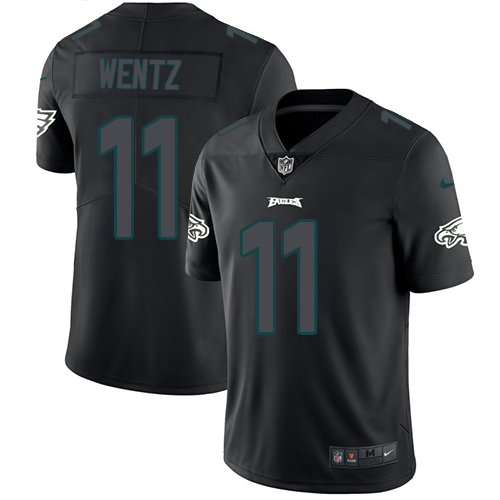 Philadelphia Eagles #11 Carson Wentz Black Men's Stitched Limited Rush Impact Jersey Men's