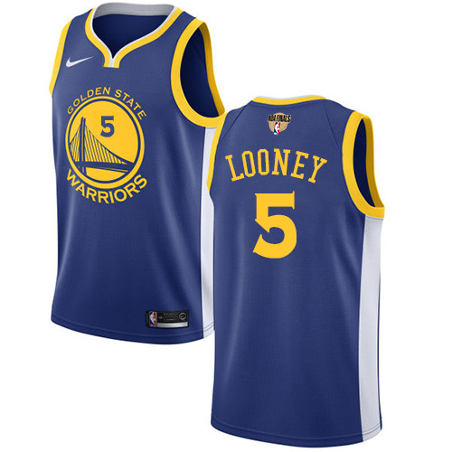 Golden State Warriors #5 Kevon Looney Blue The Finals Patch Swingman Icon Edition Jersey Mens