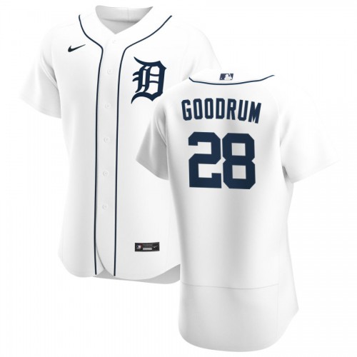 Detroit Detroit Tigers #28 Niko Goodrum Men's White Home 2020 Authentic Player Jersey Men's