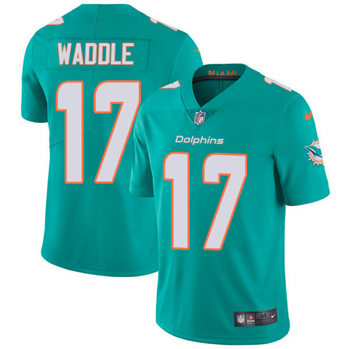Dolphins #17 Jaylen Waddle Aqua Green Team Color Men's Stitched Vapor Untouchable Limited Jersey