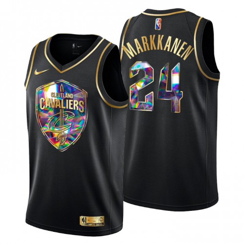 Cleveland Cleveland Cavaliers #24 Lauri Markkanen Mens Golden Edition Diamond Logo 2021/22 Swingman Jersey - Black Mens