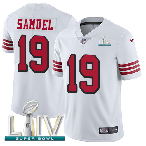 49ers #19 Deebo Samuel White Super Bowl LIV 2020 Rush Youth Stitched Vapor Untouchable Limited Jersey