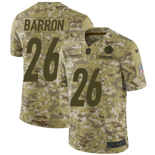 Pittsburgh Steelers #26 Mark Barron Camo Men's Stitched Limited 2018 Salute To Service Jersey Men's