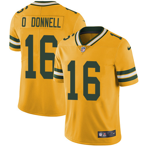 Packers #16 Pat O'Donnell Yellow Youth Stitched Limited Rush Jersey