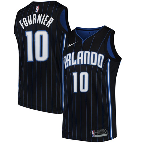 Orlando Magic #10 Evan Fournier Black Swingman Statement Edition Jersey Mens