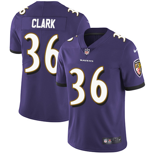 Baltimore Ravens #36 Chuck Clark Purple Team Color Men's Stitched Vapor Untouchable Limited Jersey Men's