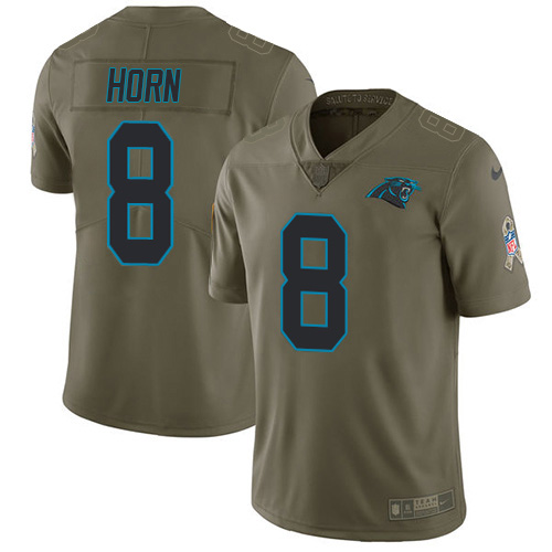 Carolina Panthers #8 Jaycee Horn Olive Youth Stitched Limited 2017 Salute To Service Jersey Youth