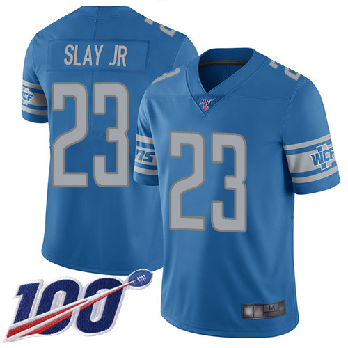 Detroit Lions #23 Darius Slay Jr Blue Team Color Men's Stitched 100th Season Vapor Limited Jersey Men's