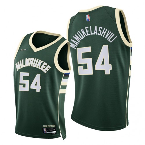 Milwaukee Bucks #54 Sandro Mamukelashvili Mens 2021-22 75th Diamond Anniversary Jersey Green Mens