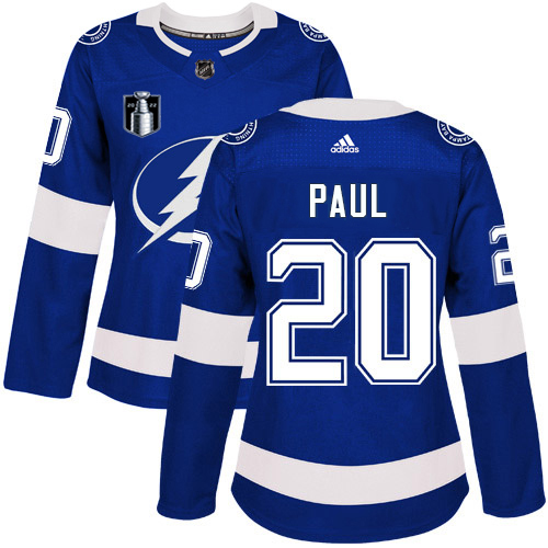 Adidas Tampa Bay Lightning #20 Nicholas Paul Blue Women's 2022 Stanley Cup Final Patch Home Authentic Stitched Jersey Womens