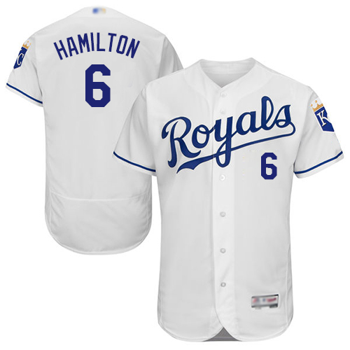 Kansas City Royals #6 Billy Hamilton White Flexbase Authentic Collection Stitched Jersey Men's