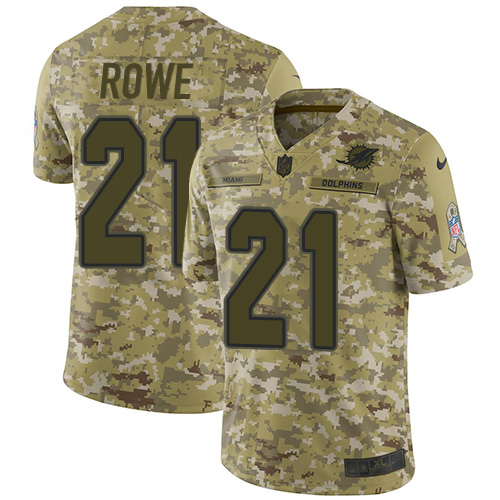 Miami Dolphins #21 Eric Rowe Camo Youth Stitched Limited 2018 Salute To Service Jersey Youth