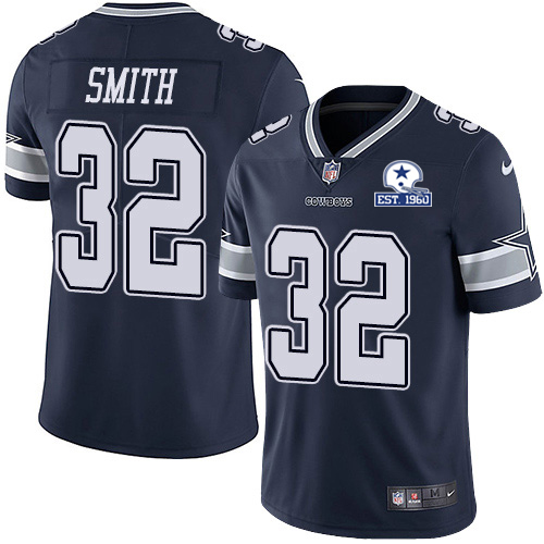 Dallas Cowboys #32 Saivion Smith Navy Blue Team Color Men's Stitched With Established In 1960 Patch Vapor Untouchable Limited Jersey Men's