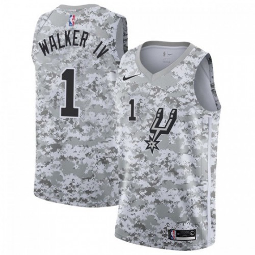 San Antonio Spurs #1 Lonnie Walker IV White Camo Swingman Earned Edition Jersey Mens