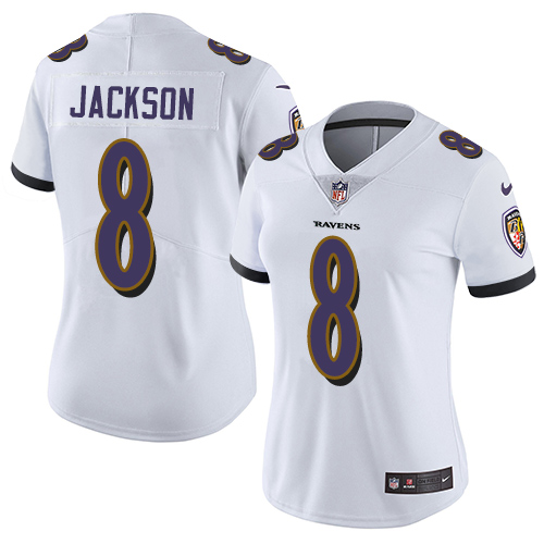 Ravens #8 Lamar Jackson White Women's Stitched Vapor Untouchable Limited Jersey