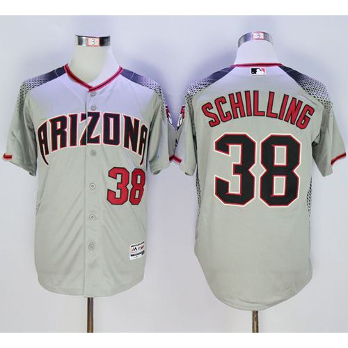 Arizona Diamondbacks #38 Curt Schilling Gray/Brick New Cool Base Stitched Jersey Men's