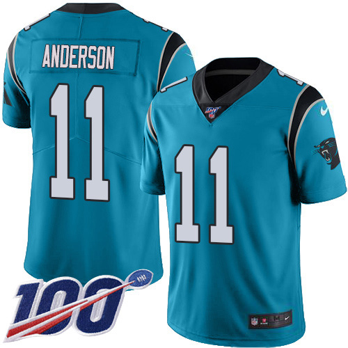Carolina Panthers #11 Robby Anderson Blue Alternate Men's Stitched 100th Season Vapor Untouchable Limited Jersey Men's