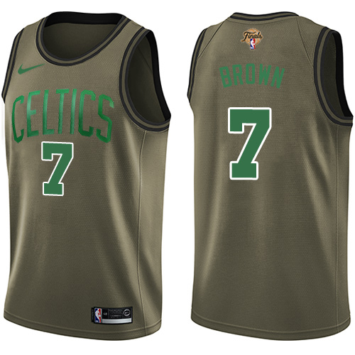 Boston Celtics #7 Jaylen Brown Green Salute to Service 2022 Finals Swingman Jersey Mens