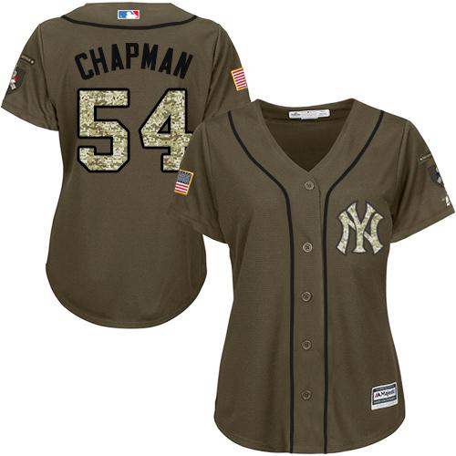 New York Yankees #54 Aroldis Chapman Green Salute to Service Women's Stitched Jersey Womens