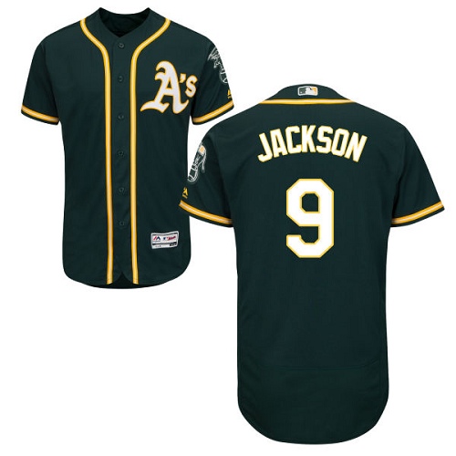 Oakland Athletics #9 Reggie Jackson Green Flexbase Authentic Collection Stitched Jersey Men's