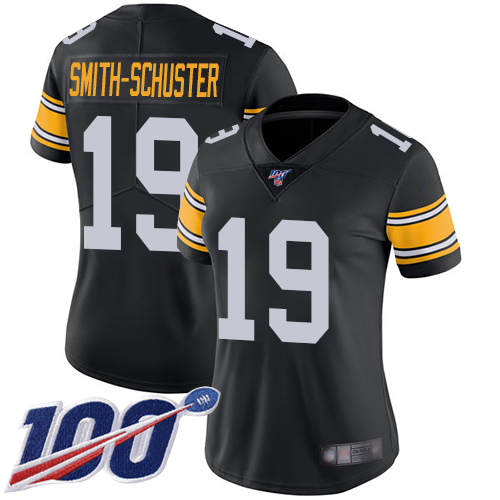 Pittsburgh Steelers #19 JuJu Smith-Schuster Black Alternate Women's Stitched 100th Season Vapor Limited Jersey Womens