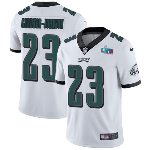 Eagles #23 C.J. Gardner-Johnson White Super Bowl LVII Patch Youth Stitched Vapor Untouchable Limited Jersey