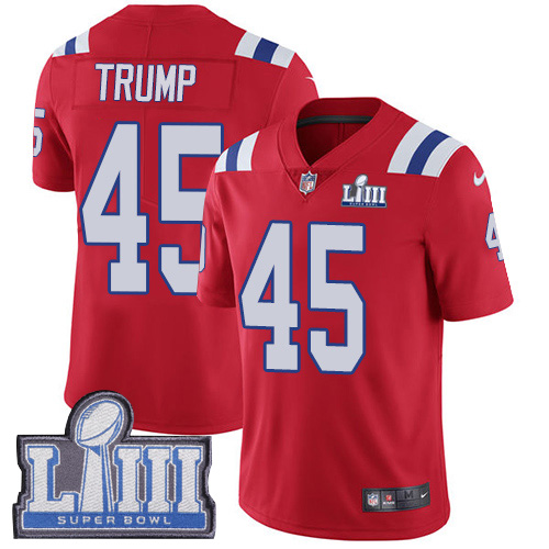 New England Patriots #45 Donald Trump Red Alternate Super Bowl LIII Bound Youth Stitched Vapor Untouchable Limited Jersey Youth