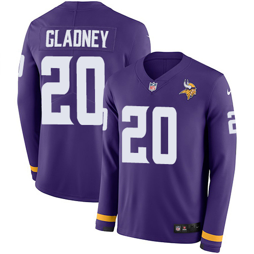 Minnesota Vikings #20 Jeff Gladney Purple Team Color Men's Stitched Limited Therma Long Sleeve Jersey Men's