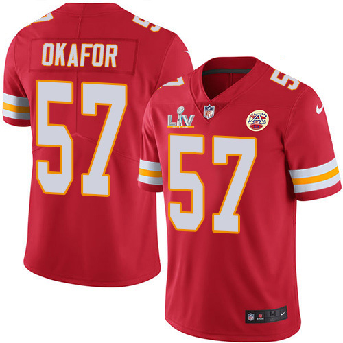 Kansas City Chiefs #57 Alex Okafor Red Team Color Men's Super Bowl LV Bound Stitched Vapor Untouchable Limited Jersey Men's