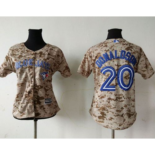 Toronto Blue Jays #20 Josh Donaldson Camo Women's Fashion Stitched Jersey Womens