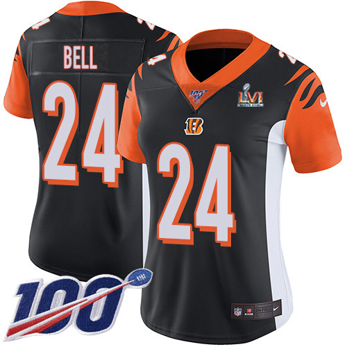 Cincinnati Bengals #24 Vonn Bell Black Team Color Super Bowl LVI Patch Women's Stitched 100th Season Vapor Untouchable Limited Jersey Womens