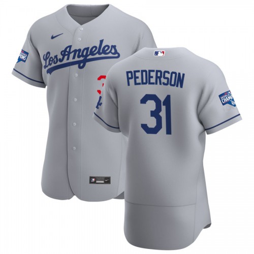 Los Angeles Los Angeles Dodgers #31 Joc Pederson Men's Gray Road 2020 World Series Champions Authentic Team Jersey Men's