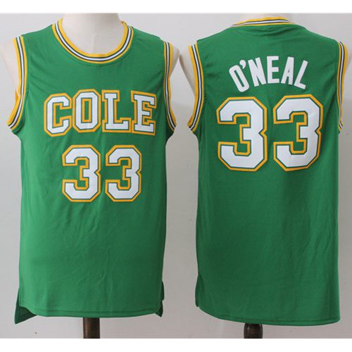 Los Angeles Lakers #33 Shaquille ONeal Green Robert G. Cole High School Stitched Jersey Mens