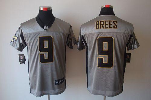 Saints #9 Drew Brees Grey Shadow Men's Stitched Elite Jersey